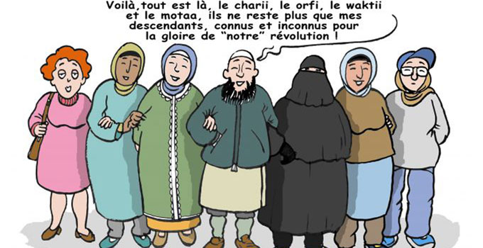 Résultat de recherche d'images pour "caricature arabe polygame"