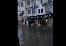Tunisie : montée spectaculaire des eaux sur la route du TGM à La Goulette