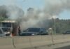 Tunisie : une camionnette prend feu sur l’autoroute Tunis-Hammamet