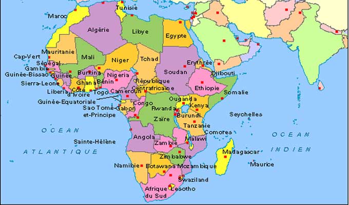 carte afrique capitales