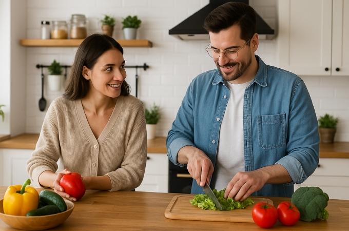 Femme Homme Ménage Cuisine