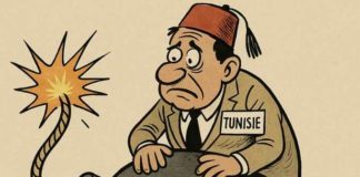 Tunisie 2026 : dette, FMI et budget à haut risque Caricature Dette