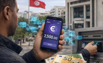 Tourisme et diaspora : 14,3 milliards de dinars au 20 octobre, les transferts en tête Infographie montrant le corridor financier entre l'euro numérique (BCE) et l'économie tunisienne via une passerelle de conversion numérique sécurisée.