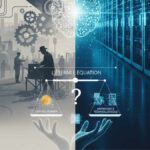 REGARDS CROISÉS | IA vs Machine-Outil : L’éternel retour de l’utopie technologique Illustration conceptuelle montrant la transition entre une usine industrielle du début du XXe siècle et un centre de données moderne, symbolisant le passage de la machine physique à l'intelligence artificielle.