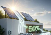 L’offre SMSS de l’OMODA E5 : Quand l’automobile ne vend plus des voitures, mais de l’autonomie énergétique SUV électrique OMODA E5 en charge sur une borne 22kW domestique alimentée par des panneaux solaires, illustrant l'offre SMSS d'Ulysse Car Trading en Tunisie pour 22 000 km d'autonomie gratuite.