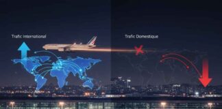 Trafic aérien France 2025 : Record historique mais l’Asie décroche Infographie trafic aérien France 2025 : comparaison croissance Afrique vs déclin Asie-Pacifique.