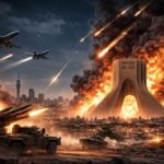 Frappes sur l’Iran : Israël et les USA confirment des opérations militaires majeures Vue aérienne de nuit de Téhéran avec des panaches de fumée suite aux frappes aériennes du 28 février 2026