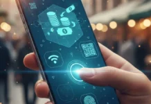 LE GUIDE | Inclusion financière : Comment fonctionne le wallet et à quoi sert-il ? Smartphone affichant une application de Wallet numérique effectuant un paiement par scan de QR Code dans un commerce tunisien moderne