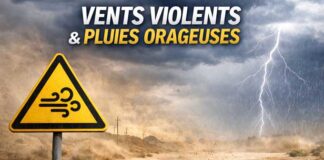 Météo Tunisie : vents forts jusqu’à 80 km/h et pluies orageuses prévues mercredi