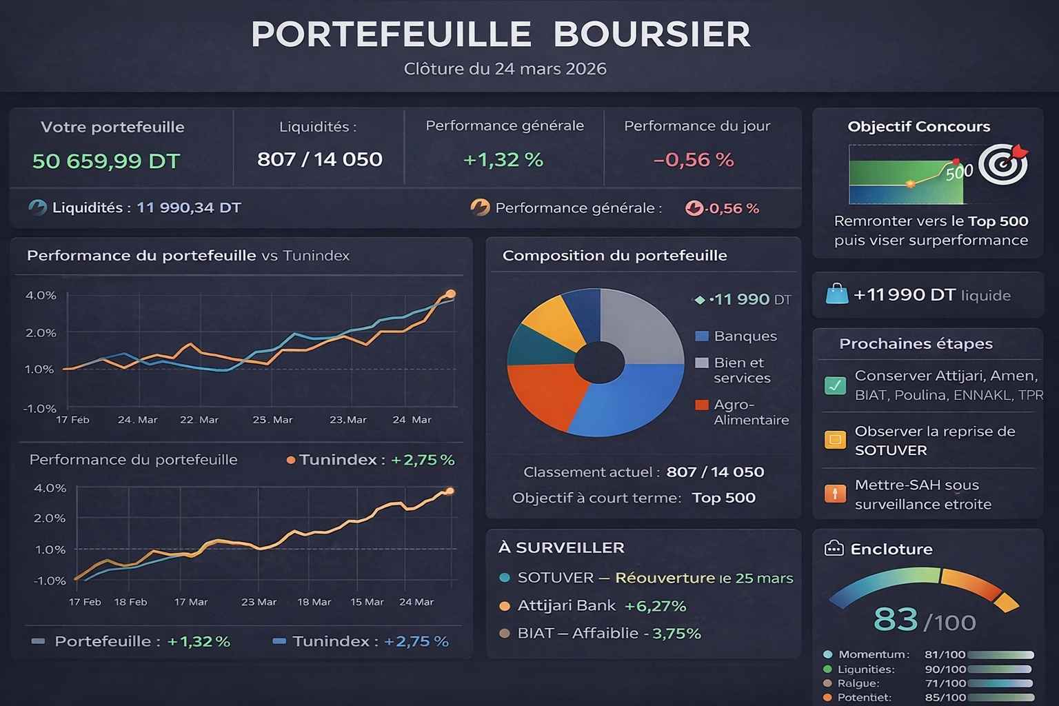Portefeuille Virtuel DaschBoard du 24 mars 2026