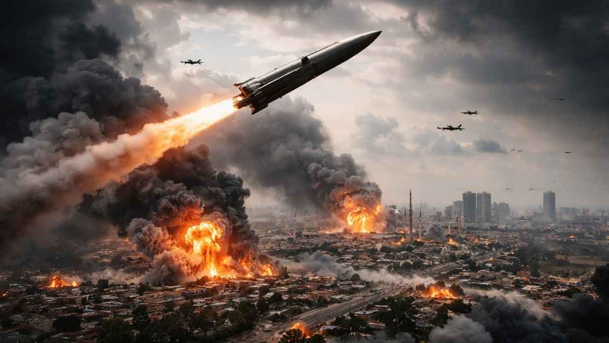 Image illustrant la trajectoire des missiles iraniens lancés vers le Golfe depuis l'Iran après les frappes américano-israéliennes du 28 février 2026