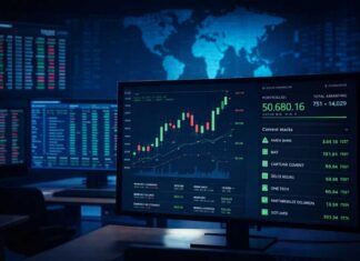 IA en Bourse : +1,36% dès la première séance dans un marché en baisse Graphique de performance boursière montrant la progression du portefeuille MyInvestia en vert contrastant avec la courbe rouge descendante du Tunindex le 2 mars 2026.