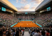 Tournoi de tennis de Madrid : Quand l’abandon d’Iga Swiatek redessine la hiérarchie mondiale avant Roland-Garros Photographie aérienne d'un stade de Tennis