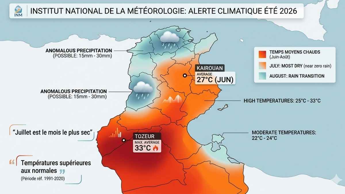 Météo Tunisie été 2026