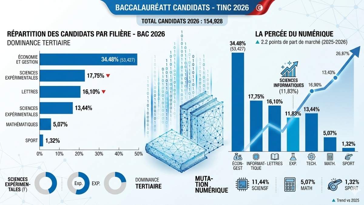 BAC TUNISIE 2026 - Parts des filières