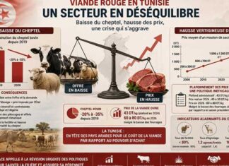 Viande rouge en Tunisie : l’IACE alerte sur le risque d’effondrement de la filière