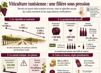 Viticulture tunisienne : L’hémorragie silencieuse d’un fleuron économique en péril Infographie Viticulture Vinicole