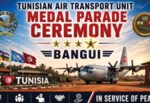 MINUSCA : l’unité militaire tunisienne de transport aérien reçoit la Médaille des Nations Unies