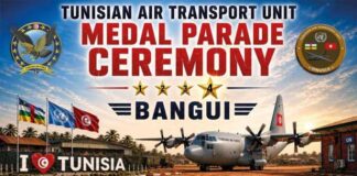 MINUSCA : l’unité militaire tunisienne de transport aérien reçoit la Médaille des Nations Unies