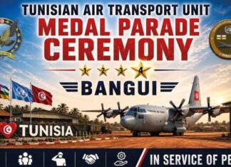 MINUSCA : l’unité militaire tunisienne de transport aérien reçoit la Médaille des Nations Unies