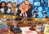 Recruter ou louer un agent IA : Quel impact sur l’emploi, la productivité et les coûts de l’entreprise ? Caricature d'un dirigeant hésitant devant une balance opposant des candidats salariés à des agents IA, illustrant les choix entre embauche et automatisation.