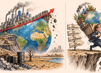 Rapport Meadows : 54 ans après, les données mondiales relancent l’alerte sur les limites de la croissance Représentation symbolique de la croissance industrielle mondiale, de l'exploitation des ressources et des limites physiques de la planète.