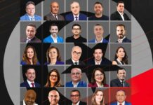 Forbes Africa – Tunisie 2026 : les entreprises et dirigeants mis à l’honneur dans le dossier économique Montage photographique présentant 25 personnalités du monde économique et entrepreneurial tunisien, réunies dans le dossier Tunisia 2026 de Forbes Africa, sur un fond graphique noir, gris et rouge.