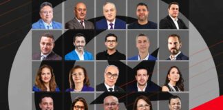 Forbes Africa – Tunisie 2026 : les entreprises et dirigeants mis à l’honneur dans le dossier économique Montage photographique présentant 25 personnalités du monde économique et entrepreneurial tunisien, réunies dans le dossier Tunisia 2026 de Forbes Africa, sur un fond graphique noir, gris et rouge.