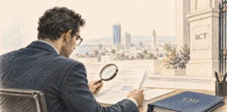 MARCHE FINANCIER : entreprises sous pression, réserves de change et conformité au cœur de la veille financière Illustration symbolique de la surveillance du marché financier tunisien à travers l'analyse des publications des sociétés cotées et des indicateurs économiques.