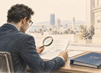 MARCHE FINANCIER : entreprises sous pression, réserves de change et conformité au cœur de la veille financière Illustration symbolique de la surveillance du marché financier tunisien à travers l'analyse des publications des sociétés cotées et des indicateurs économiques.