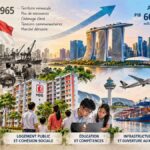 HISTOIRE ÉCO — Singapour : comment une cité sans ressources est devenue un hub mondial Illustration symbolique de la transformation économique de Singapour, entre son port historique, ses logements publics, ses infrastructures et son quartier d'affaires moderne.